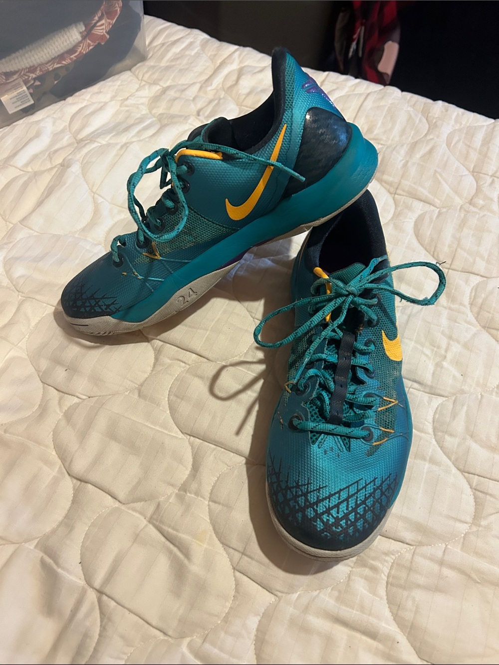Nike Teal Athletic Sneakers with Yellow Swoosh